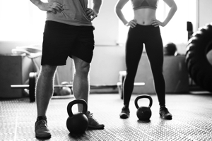 couple workout kettlebells strength conditioning muscle